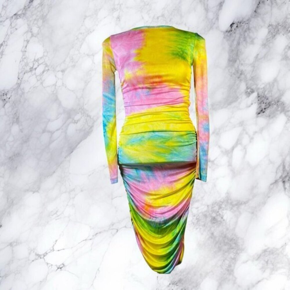 JLUXLABEL Arie Dress in Rainbow Tie Dye